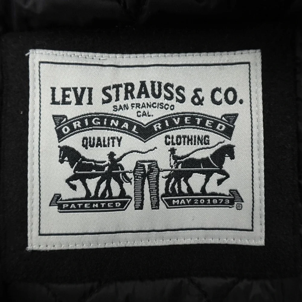 NEW Levis Jacket Mens S Black Wool‎ Hooded Trucker Quilted Lined Work Chore Coat